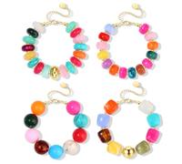 SAMOCO 4Pcs Chunky Acrylic Beaded Strand Bracelets for Women | Boho Multicolor Resin Beads Bracelets,Adjustable Stackable Statement Bracelet,Trendy Summer Beach Vacation Jewelry Gifts