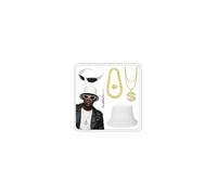 SAMOCO 6pcs 80s 90s Hip Hop Costumes Kit Rapper Accessories Outfit for Men | Big Fake Gold Chain,Dollar Sign Chain,Fake Gold Ring,Sunglasses,White Bucket Hat,Adults Halloween Party