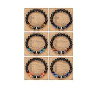 SAMOCO 6Pcs Tiger Eye Cross Beaded Brcaelets for Men Women 8mm Healing Stone Stretch Christian Gifts Inspirational Faith Based Jesus Bracelets Set, 7.5in, Alloy Steel, tiger eye