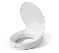 SAMODRA Soft Close Toilet Seat Riser 7cm，Oval- Quick Release for Easy Insatall and Clean - Raised Toilet Seat for Elderly, Disabled and Post Surgery Recovery