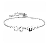 SAMORION 10th Birthday Gift Bracelets Infinity Bracelets Numbers Pattern Heart Delicate10th Jewellery for Her Girls Kids,Birthday Anniversary Charm 2025 Infinity Tennis Chain Gift (10)