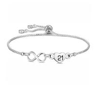 SAMORION 21th Birthday Jewellery Gift 21Years Infinity Bracelets Numbers Jewellery Heart Delicate Gift for Her,Girls Birthday Anniversary Charm Infinity Tennis Chain Bracelets(21)