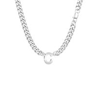 SAMORION Cuban Chain Men Jewellery 26 Letters For Men Strong Width Hip Hop Silver Stainless Steel Chains Name Cuban Chain Necklace for He Birthday Gift (C)