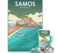 Samos Greece Island Art Adult Puzzles 1000 Pieces,Help The Brain Exercise Addictive Toys to Cultivate Patience Parent-child Interaction 38x26cm