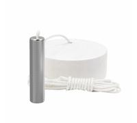 Samotech Essentials Bathroom Ceiling Pull Cord Light Switch, 2-Way 6A, White With Silver Metal Pull
