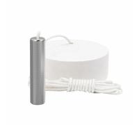 SAMOTECH Essentials Bathroom Ceiling Pull Cord Light Switch, 2-Way 6A, White with Silver Metal Pull (Matt White)