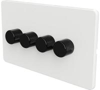 Samotech Flat Trailing Edge 2 Way Led Dimmer Switch Rotary Push On/off For Dimmable Led And Halogen Lights - White/black 4-Gang