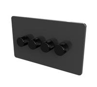 SAMOTECH WIFI Smart DIMMER UK No neutral wire required, compatible with Alexa, Google, Tuya, Smart Life - Grey/Black 4-Gang