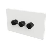 SAMOTECH Zigbee Dimmer Switch No neutral wire required, compatible with Philips Hue, Home Assistant - White/Black 3-Gang Zigbee Dimmer