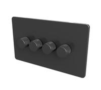 SAMOTECH Zigbee Dimmer Switch (Plastic faceplate/Metal knob) - No neutral wire required, compatible with Home Assistant and many other Zigbee-based platforms - Grey/Grey 4-Gang Zigbee Dimmer
