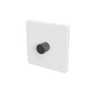 SAMOTECH Zigbee Dimmer Switch (Plastic faceplate/Metal knob) - No neutral wire required, compatible with Home Assistant and many other Zigbee-based platforms - White/Grey 1-Gang Zigbee Dimmer