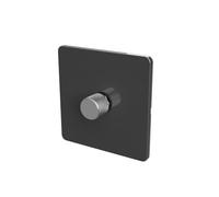 SAMOTECH Zigbee Dimmer Switch (Plastic faceplate/Metal knob) - No neutral wire required, compatible with Home Assistant and many other Zigbee-based platforms - Grey/Silver 1-Gang Zigbee Dimmer