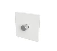SAMOTECH Zigbee Dimmer Switch (Plastic faceplate/Metal knob) - No neutral wire required, compatible with Home Assistant and many other Zigbee-based platforms - White/Silver 1-Gang Zigbee Dimmer