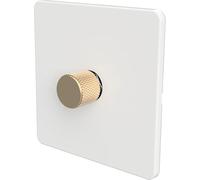 SAMOTECH Zigbee Dimmer Switch (Plastic faceplate/Metal knob) - No neutral wire required, compatible with Home Assistant and many other Zigbee-based platforms - White/Antique Brass 1-Gang Zigbee Dimmer