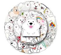 Samoye Stickers for Boys Girls Kids Teens, Lovely Cartoon Waterproof Vinyl Stickers for Phone Laptop Flasks Water Bottle Luggage Scrapbook Cup Bike Notebook,Cute Dog Pet Decals Pack[Samoye-50Pcs]