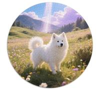 Samoyed 1000-Piece Circular Puzzle Featuring Pet Dog, Just The Right Level of Challenge, Great for Group Activities 1000pcs (67.5x67.5cm)