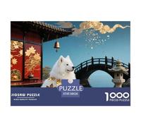 Samoyed 1000 Piece Jigsaw Puzzle for Adults Pet Dog with Extra Fun Challenges Colourful Creativity Gift Giving Recycled 38x26cm/1000pcs