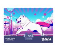 Samoyed 1000 Pieces Jigsaw Puzzles for Adults And Children Pet Dog Fun Challenging Brainteasing Colourful Creativity Fully Interlocking 70x50cm/1000pcs