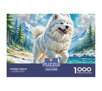 Samoyed 1000 Pieces Premium Jigsaw Puppy Age 12+ Cool Collage Effect, Fun Details, Educational, Challenging Puzzle Games 52x38cm/1000pcs