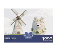 Samoyed 1000 Pieces Puzzle for Adults And Children Pet Dog Fun Challenging Brainteasing Jigsaw Colourful Educational Games 38x26cm/1000pcs