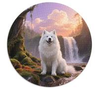 Samoyed 1000pc Round Puzzle with Pet Dog, Offers A Relaxing Yet Challenging Experience, Brilliant for Mindfulness Practice 1000pcs (67.5x67.5cm)