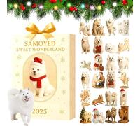 Samoyed Advent 2025 Calendar, 24-Day Christmas Countdown Calendar with 24 Pack Flat Samoyed Pendants, 2D Acrylic Cute Puppy for Christmas Tree, Gif-t for Children and Samoyeds Lovers
