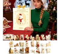 Samoyed Advent 2025 Calendar, Reusable Samoyed Christmas Countdown Calendar, 24 Pack Flat S-amoyed Pendants for Christmas Tree, 2D Acrylic Cute Puppy Gif-t for Children and Dogs Lovers