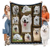 Samoyed Blanket for Women Men Kids, Gifts for Dog Lovers, Soft Cozy Lightweight Warm Flannel Throws for Sofa Living Room Decor, 50" x 60" Throw Size