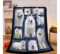 Samoyed Blanket Samoyed Decor Throw Blanket Super Soft Flannel Lightweight Fluffy Plush Cozy Fuzzy Fleece Blanket Gifts for Dog Lover Boys Woman Man Kids Adults for Bed Sofa 40"X50"