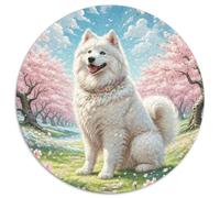 Samoyed Dog 1000 Pieces Circular Jigsaw Creative Dog Seeking A Challenging And Relaxing Activity Games for Adults And Kids 1000pcs (67.5x67.5cm)