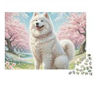 Samoyed Dog 1000 Pieces Jigsaw Puzzle for Adults - Premium Wooden Difficult Puzzles, Family Game Night Gift, Wall Art Home Decor, Relaxing Therapy Toy 1000pcs (75x50cm)