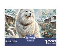 Samoyed Dog 1000 Pieces Jigsaw Puzzles For Adults Challenging Game Stress Relieving Entertainment Cultivate The Spirit of Teamwork for The Whole for Women, Gifts for Men 38x26cm/1000pcs