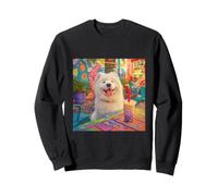 Samoyed Dog Bubble Tea Colorful Cafe Art Sweatshirt