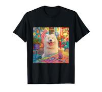 Samoyed Dog Bubble Tea Colorful Cafe Art T-Shirt