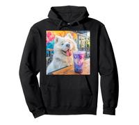 Samoyed Dog Bubble Tea Lover Cute Boba Drink Pullover Hoodie