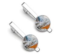 Samoyed Dog Family 1 Pair Men's Tie Clips Lightweight Necktie Tie Bars for Business Wedding Suit