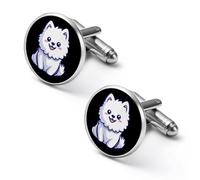 Samoyed Dog Marshmallow Shirt Cufflinks for Men Cuff Links Tie Father Husband Wedding Business 2.0cm