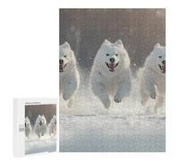 Samoyed Dogs Running Vertical Wooden Jigsaw Puzzles for Adults Challenge Intelligent Puzzle Letter on Back Picture Home Decor