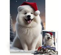 Samoyed Dogs Santa 1000 Piece Jigsaw Puzzles for Adults Jigsaw Recall Boost Mental Relax Smooth Cut Birthday Gift (38x26cm)