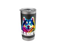 Samoyed Face Colorful Smiling Sammy Dog Lover Cute Black Stainless Steel Insulated Tumbler