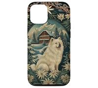 Samoyed in the Alps with Winter Chalet Case for iPhone 12/12 Pro