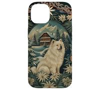 Samoyed in the Alps with Winter Chalet Case for iPhone 14
