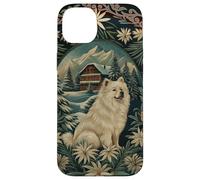 Samoyed in the Alps with Winter Chalet Case for iPhone 14 Plus