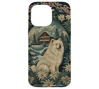 Samoyed in the Alps with Winter Chalet Case for iPhone 14 Pro Max
