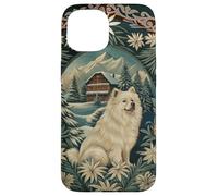 Samoyed in the Alps with Winter Chalet Case for iPhone 15