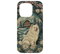 Samoyed in the Alps with Winter Chalet Case for iPhone 15 Pro