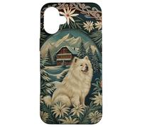 Samoyed in the Alps with Winter Chalet Case for iPhone 16 Plus