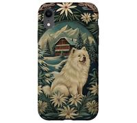 Samoyed in the Alps with Winter Chalet Case for iPhone XR