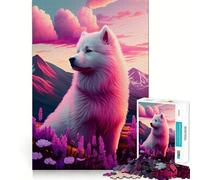 Samoyed Nature 1000 Piece Jigsaw Puzzles for Teenagers Jigsaw Wise Think Toy Relax Time Clear Cut Festival Gift (50x75cm)