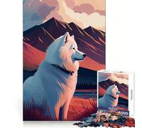 Samoyed Nature 1000 Pieces Jigsaw Puzzles for Adults Memory Gain Calm Mind Design Assembly Creative Gift (38x52cm)